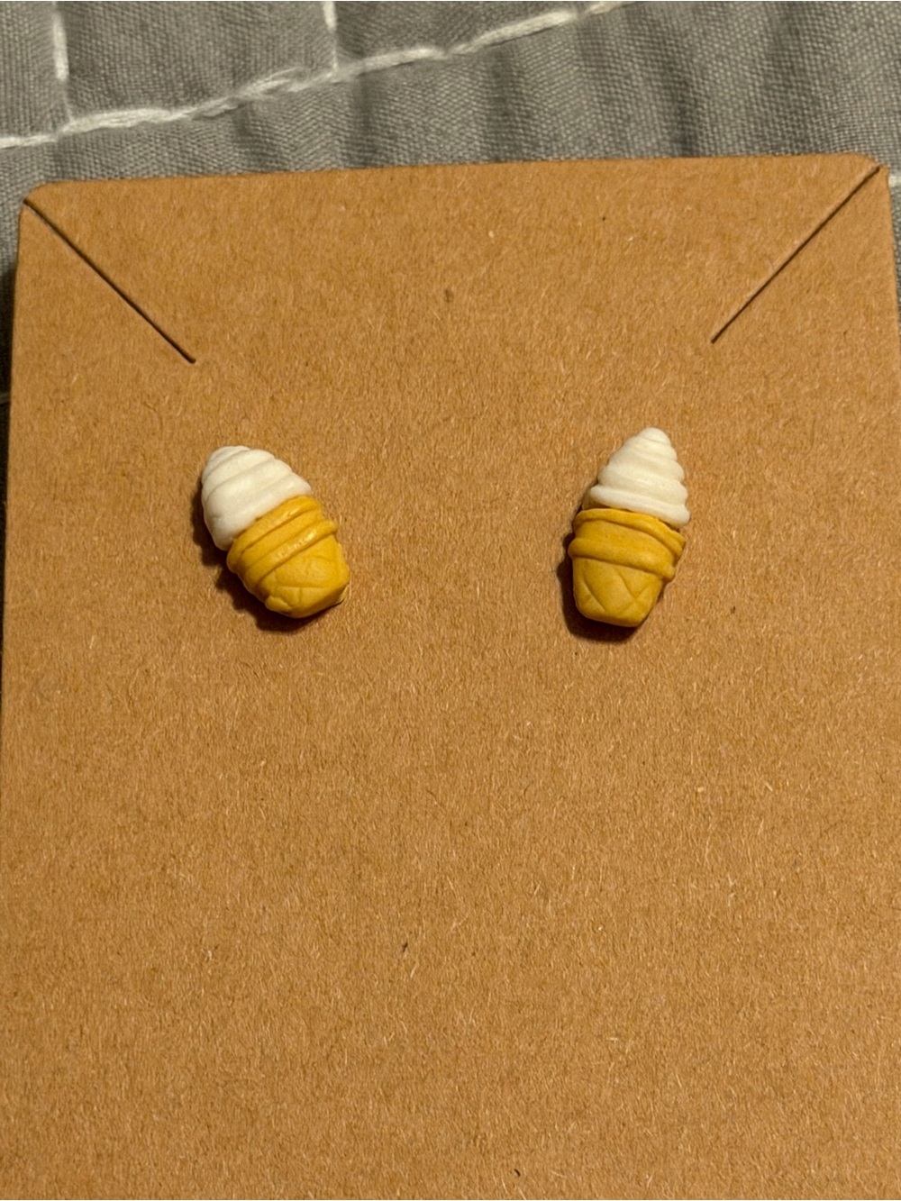 New Ice Cream Cone Stud Earrings - Yellow & White